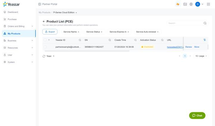 Yeastar Partner Portal: gestione delle istanze P-Series Cloud Edition